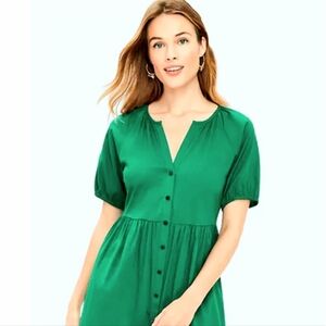 LOFT Green Button Down Summer Dress